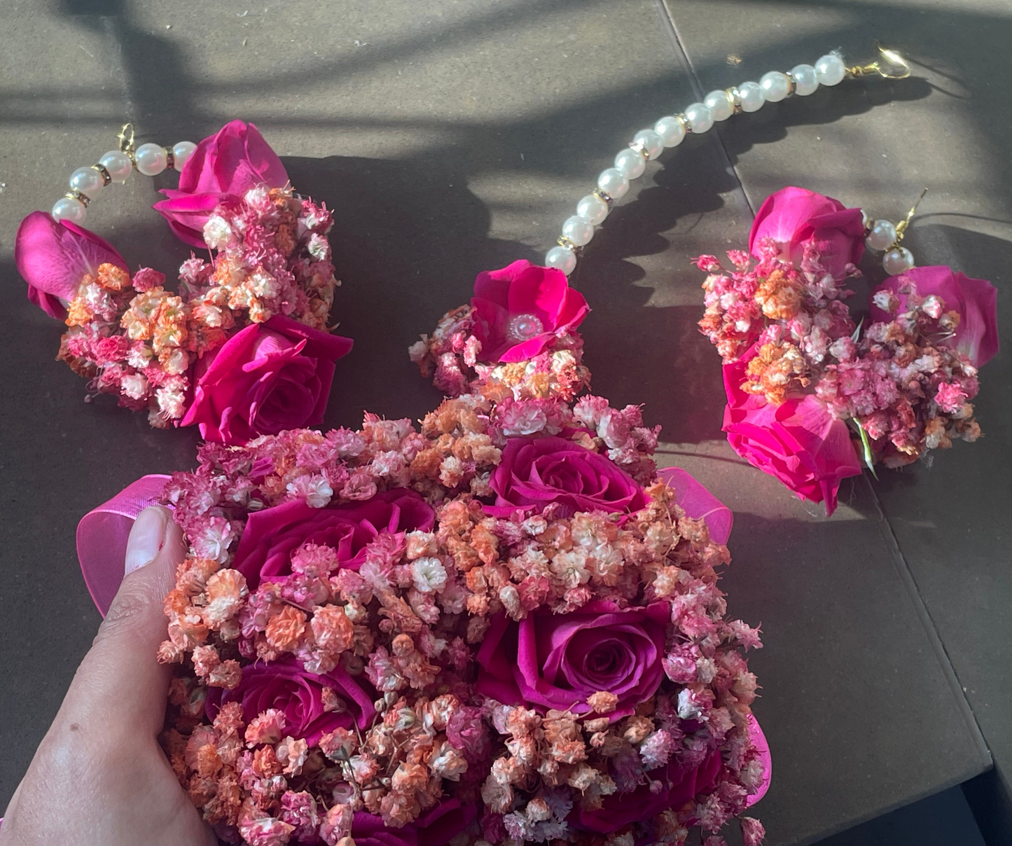 Hot Pink and Orange Bridal Set