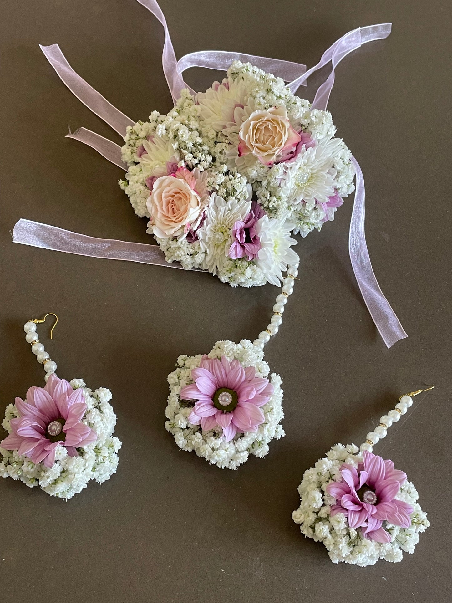Lilac and Light Pink Bridal Set