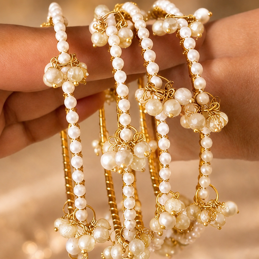 Hanarose Pearl Kashmiri Bangles (Set of 4)