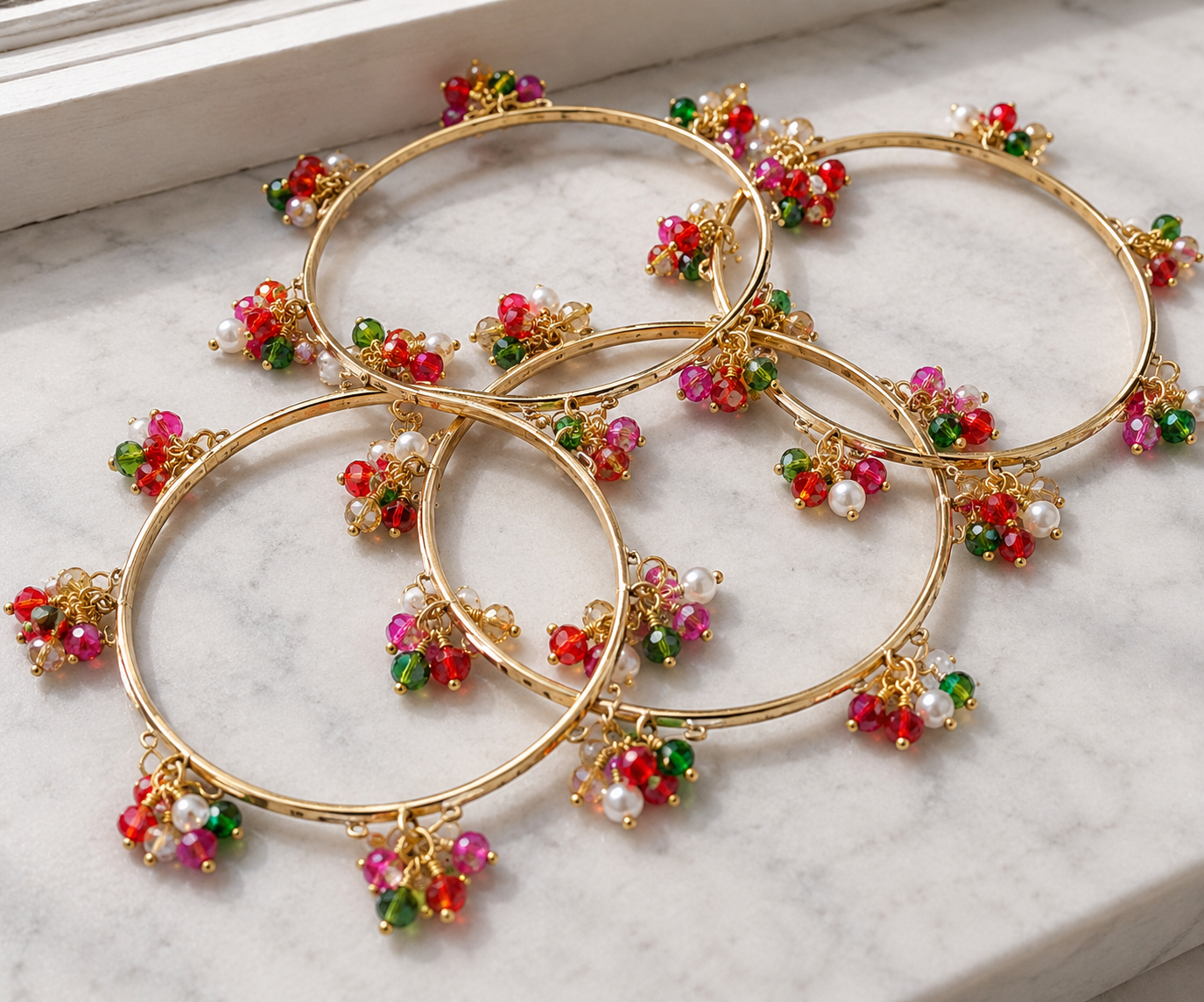 Hanarose Colored Kashmiri Bangles (Set of 4)