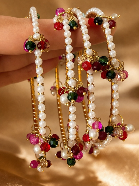 Hanarose Pearl Kashmiri Bangles (Set of 4)