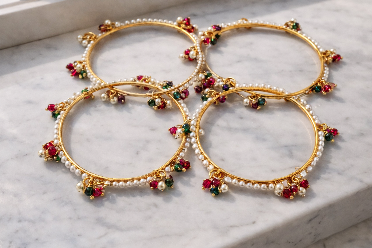 Exclusive to Hanarose Multicolor Kashmiri Bangles (Set of 4) Pre-Order Delivery up to 3 weeks